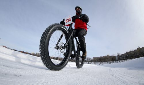 The Ice Bike winter bike race at The Forks, was part of the Global Cycling Congress, Sunday, February 16, 2014. (TREVOR HAGAN/WINNIPEG FREE PRESS)