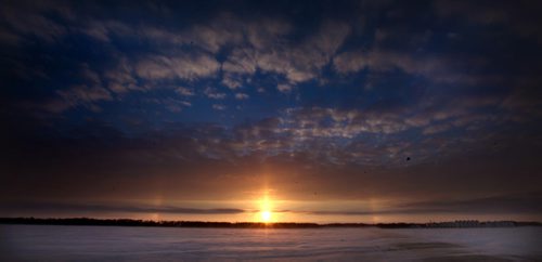 Red Sky at night......A prairie sunset glows in the Western sky Thursday near Sanford. February 21, 2014 - (Phil Hossack / Winnipeg Free Press)