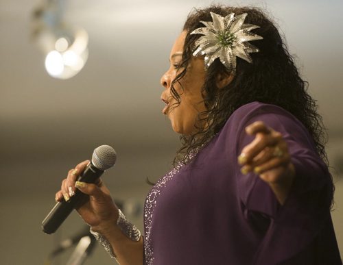 140222 Winnipeg - DAVID LIPNOWSKI / WINNIPEG FREE PRESS - February 22, 2014  Sheila Raye Charles (daughter of the legendary Ray Charles) was the special guest performer at the 33rd annual Black History Month Gospel Celebration at the Immanuel Fellowship Church Saturday night.