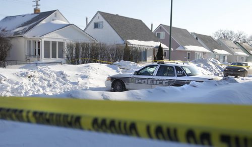 Winnipeg Police have a section of the 600 block of Harbison Ave. east closed to traffic Monday after an incident Sunday. Wayne Glowacki/Winnipeg Free Press Feb. 24 2014