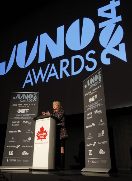 Melanie Berry, president & CEO, CARAS/The JUNO Awards at the news conference to announce the JUNO  Week details at the Metropolitan Entertainment Centre Tuesday morningWayne Glowacki / Winnipeg Free Press Feb. 25   2014