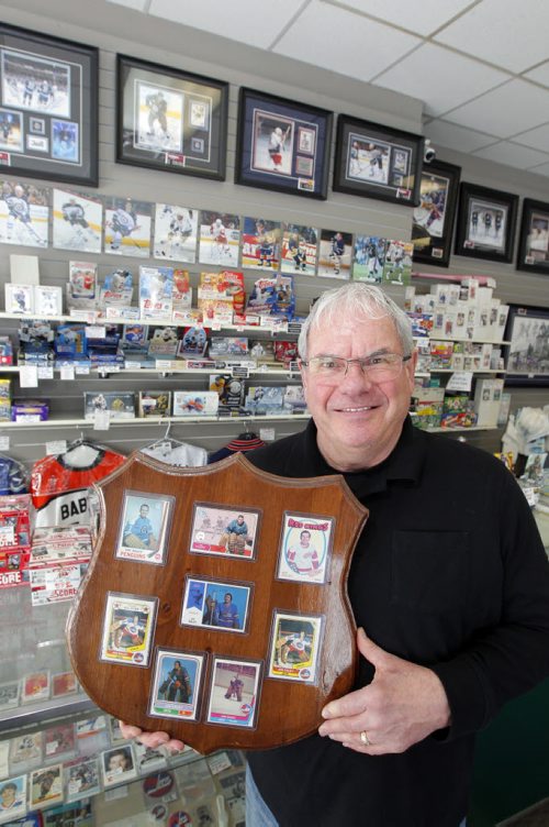 INTERSECTION - Joe Daley's Sports Cards turns 25 this year. Joe played goal for the Jets during the WHA days and opened a sports card shop in town 10 years after he retired.  BORIS MINKEVICH / WINNIPEG FREE PRESS  Feb. 28/14
