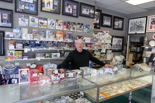 INTERSECTION - Joe Daley's Sports Cards turns 25 this year. Joe played goal for the Jets during the WHA days and opened a sports card shop in town 10 years after he retired.  BORIS MINKEVICH / WINNIPEG FREE PRESS  Feb. 28/14