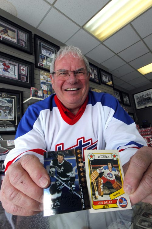 INTERSECTION - Joe Daley's Sports Cards turns 25 this year. Joe played goal for the Jets during the WHA days and opened a sports card shop in town 10 years after he retired.  BORIS MINKEVICH / WINNIPEG FREE PRESS  March 3/14