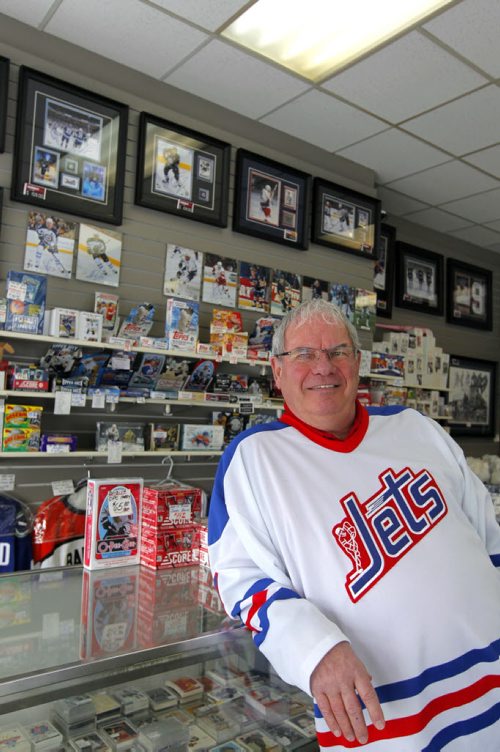 INTERSECTION - Joe Daley's Sports Cards turns 25 this year. Joe played goal for the Jets during the WHA days and opened a sports card shop in town 10 years after he retired.  BORIS MINKEVICH / WINNIPEG FREE PRESS  March 3/14