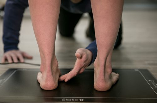 FOR LATER PUB DATE -  A foot exam for possible orthotic prescription.  Tim Shantz 49.8 future column 140303 - Monday, {month name} 03, 2014 - (Melissa Tait / Winnipeg Free Press)