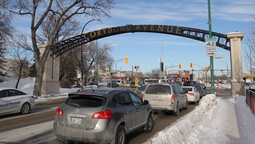 Mouth of Corydon Ave looking towrads confusion corner  See Bartley Kives story- Mar 04, 2014   (JOE BRYKSA / WINNIPEG FREE PRESS)