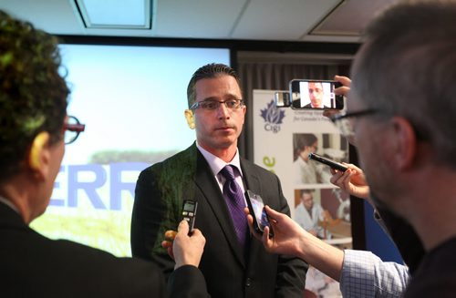 On Tuesday Viterra Inc. and Cigi announced that Viterra is investing $1 million to support Cigi in its ongoing efforts to promote Canadian field crops to customers in domestic and international markets. Kyle Jeworski, Viterra President and CEO for North America talks to reporters after announcement in Winnipeg.  March 04, 2014 Ruth Bonneville / Winnipeg Free Press