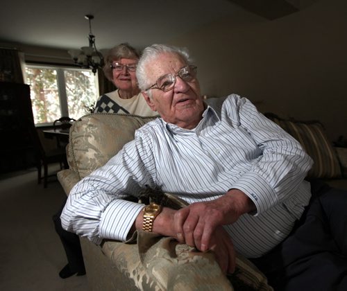 Harry and Manja Giesbrecht in their Charleswood home. Harry worked closely with Russian President Vladimir Putin in the Soviet Union. He and his wife sponsored a visit to Canada and escorted him around. March 6, 2014 - (Phil Hossack / Winnipeg Free Press)