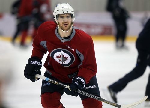 Jim Slater at the Winnipeg Jets workout Friday morning. See Tim Campbell's story. March 7, 2014 - (Phil Hossack / Winnipeg Free Press)