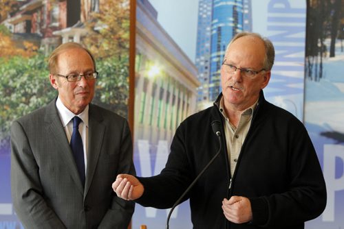 Media Availability on Frozen Pipes. Mayor Sam Katz and Randy Hull, Emergency Preparedness Coordinator answer questions in the Mayors Foyer. BORIS MINKEVICH / WINNIPEG FREE PRESS  March 10, 2014