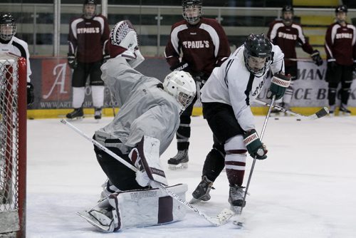 March 11, 2014 - 140311 -  St Paul's Crusadsers practice at MTS IcePlex Tuesday, March 11, 2014.   John Woods / Winnipeg Free Press