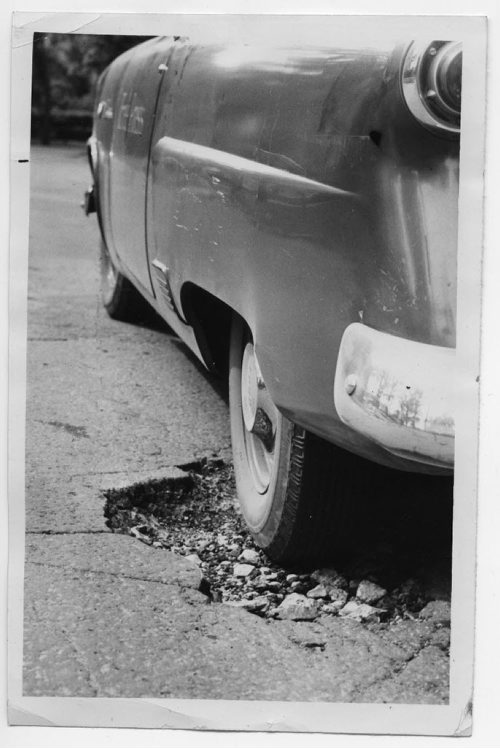 Winnipeg Free Press Archives June 12, 1953 A pothole in Nassau Street near Roslyn Place.