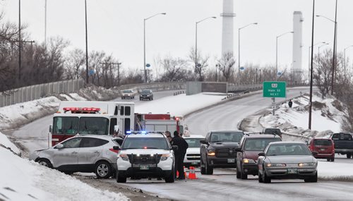 Emergency personnel at an MVC on east bound Chief Peguis Trail. No word on injuries.  140318 - March 18, 2014 MIKE DEAL / WINNIPEG FREE PRESS