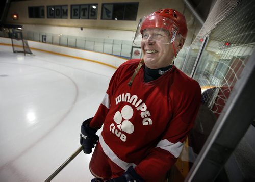 Chuck Michalski (69) enjoys his regular skate at the River Heights Corydon Community Center for an afternoon scrimmage. See story. March 4, 2014 - (Phil Hossack / Winnipeg Free Press)