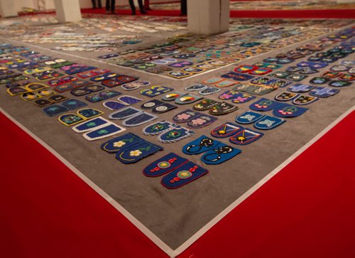 Walking With Our Sisters, a commemorative art installation project at the Urban Shaman Gallery seeks to honour to the lives of missing and murdered Indigenous women and girls by displaying over 1760 donated moccasin tops, or vamps, in Winnipeg on Friday, March 21, 2014. Each of the tops are intentionally not sewn into moccasins, and represent the unfinished lives of Indigenous missing and murdered women and girls. The project is currently booked to tour more than 30 locations across North America over the next six years, into the year 2019.(Photo by Crystal Schick/Winnipeg Free Press)
