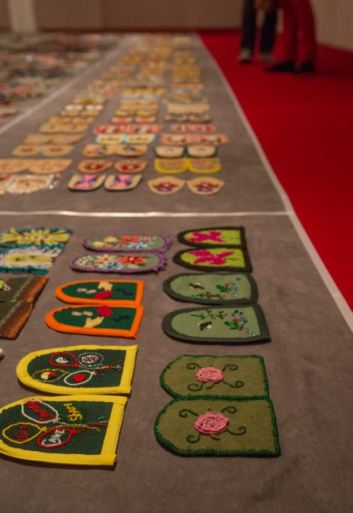 Walking With Our Sisters, a commemorative art installation project at the Urban Shaman Gallery seeks to honour to the lives of missing and murdered Indigenous women and girls by displaying over 1760 donated moccasin tops, or vamps, in Winnipeg on Friday, March 21, 2014. Each of the tops are intentionally not sewn into moccasins, and represent the unfinished lives of Indigenous missing and murdered women and girls. The project is currently booked to tour more than 30 locations across North America over the next six years, into the year 2019. (Photo by Crystal Schick/Winnipeg Free Press)