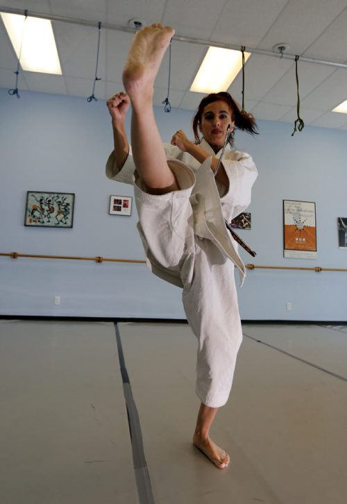 Sofia Mirza, two-time provincial women's karate champion, at Monika Danz Gym, Sunday, March 22, 2014. (TREVOR HAGAN/WINNIPEG FREE PRESS) - for ashley prest training basket