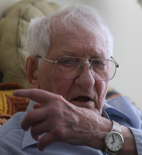 Oldest living Winnipeg police officer, soon-to-to-be 99-year-old Ken Hansell sheds a tear as he remembers his lost wife.- See Gordon Sinclair story- Mar 25, 2014   (JOE BRYKSA / WINNIPEG FREE PRESS)