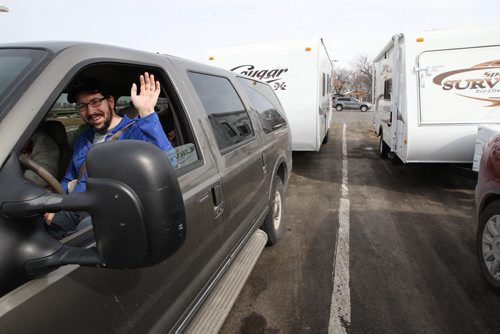 Winnipeger Patrick Bowman packed up his family to head to Gulf of Mexico- We met up with him just inside the USA Canada border - See Randy Turner find spring story- March 26, 2014   (JOE BRYKSA / WINNIPEG FREE PRESS)