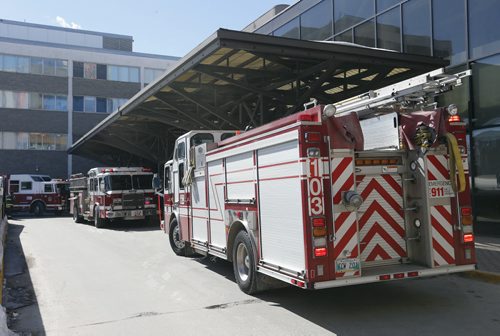 BREAKING NEWS Chemical spill  at (HSC) Health Sciences Hospital has causes the evacuation of part of the main hospital , WFS and Hazmat  are on scene at the Sherbook St. main entrance  Mar. 27 2014 / KEN GIGLIOTTI / WINNIPEG FREE PRESS