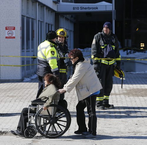 BREAKING NEWS Chemical spill  at (HSC) Health Sciences Hospital has causes the evacuation of part of the main hospital , WFS and Hazmat  are on scene at the Sherbook St. main entrance . Patients and people attending for appointments were evacuated from the main hospital   Mar. 27 2014 / KEN GIGLIOTTI / WINNIPEG FREE PRESS