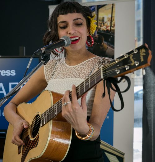Juno nominee Alysha Brilla performs at the Winnipeg Free Press News Caf¾© Thursday afternoon. The Toronto-based singer-songwriter was nominated for best adult contemporary album for In My Head.  140327 - Thursday, {month name} 27, 2014 - (Melissa Tait / Winnipeg Free Press)