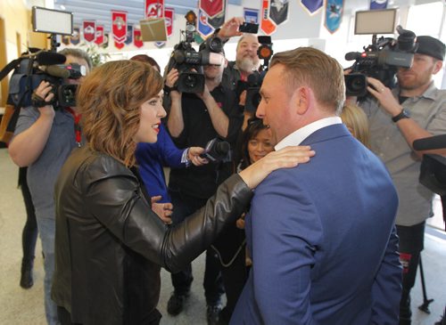 JUNOS2014 Johnny Reid and Serena Ryder meet the media at the MTS Centre today. BORIS MINKEVICH / WINNIPEG FREE PRESS  March 28, 2014