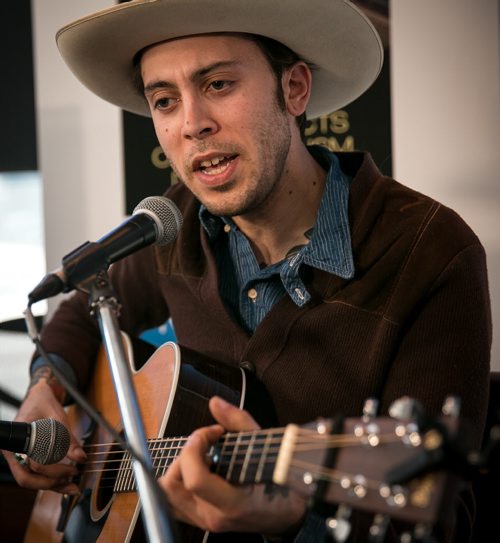 Juno nominee Daniel Romano performs at the Winnipeg Free Press News Caf¾© Thursday afternoon. The singer-songwriter was nominated roots and traditional album of the year: solo for his album Come Cry With Me.  140328 - Friday,{month name} 28, 2014 - (Melissa Tait / Winnipeg Free Press)