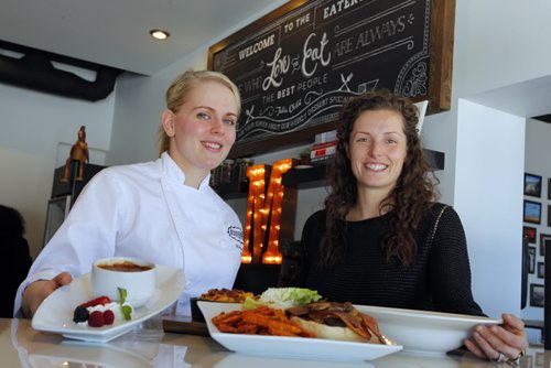 Marion Street Eatery .Chef Melissa Hryb and rest manager Laneil Smith pose for a photo in the restaurant. BORIS MINKEVICH / WINNIPEG FREE PRESS  March 28, 2014