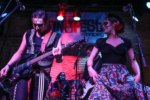 The Mariachi Ghost, the costumed mexican folk mixed with rock band, closes out the night at The Pyramid Cabaret during JUNOfest in Winnipeg on Friday, March 28, 2014. (Photo by Crystal Schick/Winnipeg Free Press)