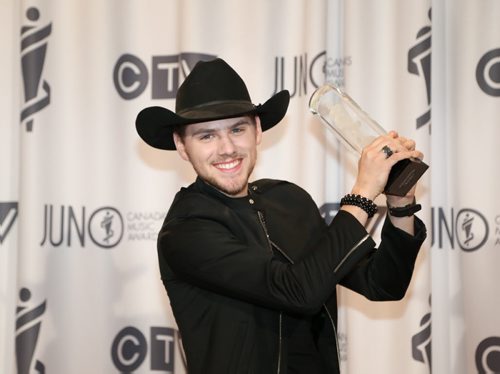 Brett Kissel wins the 2014 JUNO for Breakthrough Artist of the Year at the RBC Convention Centre in Winnipeg on Saturday, March 29, 2014. (Photo by Crystal Schick/Winnipeg Free Press)