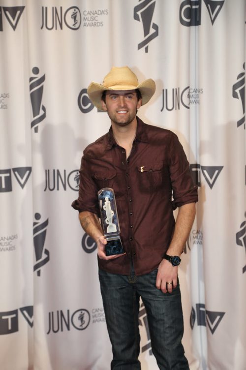 Dean Brody wins the 2014 JUNO for country album of the year at the RBC Convention Centre in Winnipeg on Saturday, March 29, 2014. (Photo by Crystal Schick/Winnipeg Free Press)