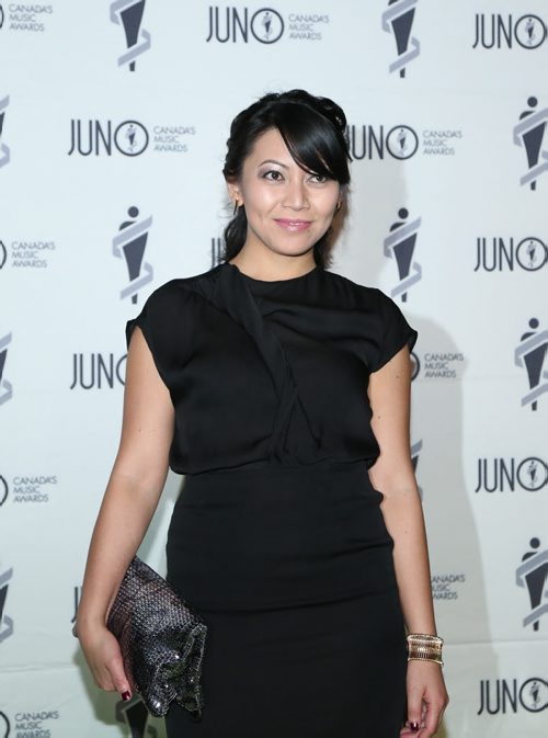 Joanna Borromeo on the JUNO green carpet at the RBC Convention Centre in Winnipeg on Saturday, March 29, 2014. (Photo by Crystal Schick/Winnipeg Free Press)