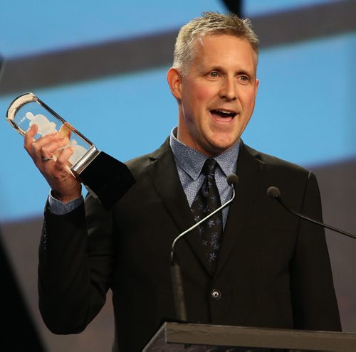 Mike Downes wins Traditional Jazz Album of the Year, at the 2014 Juno Gala at the Winnipeg Convention Centre, Saturday, March 29, 2014. (TREVOR HAGAN/WINNIPEG FREE PRESS)