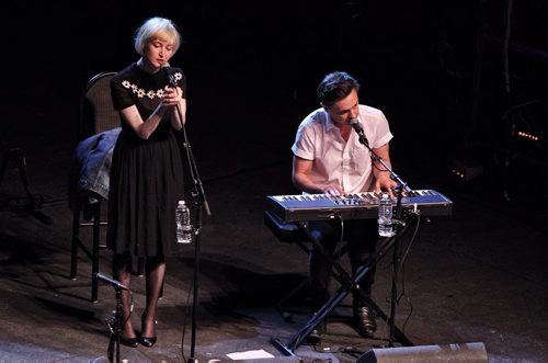 Members of July Talk, Leah Fay and Peter Dreimanis perform during the JUNO Songwriters' Circle at the Burton Cummings Theatre Sunday afternoon.  140330 March 30, 2014 Mike Deal / Winnipeg Free Press