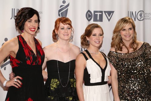 The 2014 Olympic Women's Curling Gold Medallists at the 2014 JUNOs at the MTS Centre in Winnipeg on Sunday, March 30, 2014. (Photo by Crystal Schick/Winnipeg Free Press)