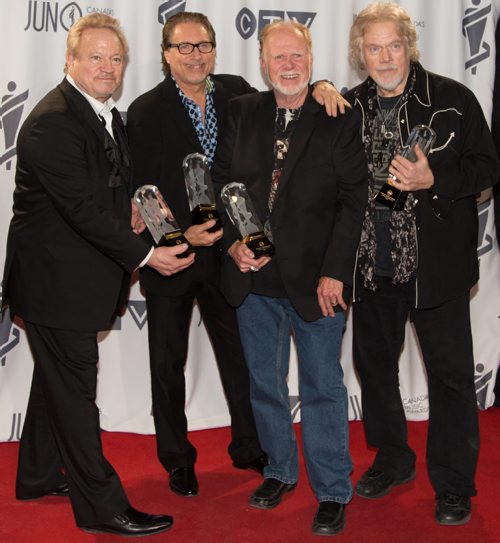 Bachman-Turner Overdrive are inducted into the Canadian Music Hall of Fame at the 2014 JUNOs at the MTS Centre in Winnipeg on Sunday, March 30, 2014. (Photo by Crystal Schick/Winnipeg Free Press)