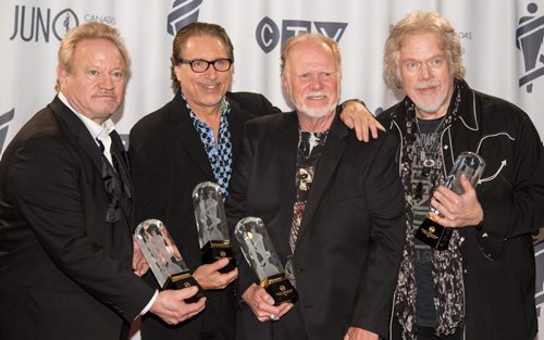 Bachman-Turner Overdrive are inducted into the Canadian Music Hall of Fame at the 2014 JUNOs at the MTS Centre in Winnipeg on Sunday, March 30, 2014. (Photo by Crystal Schick/Winnipeg Free Press)