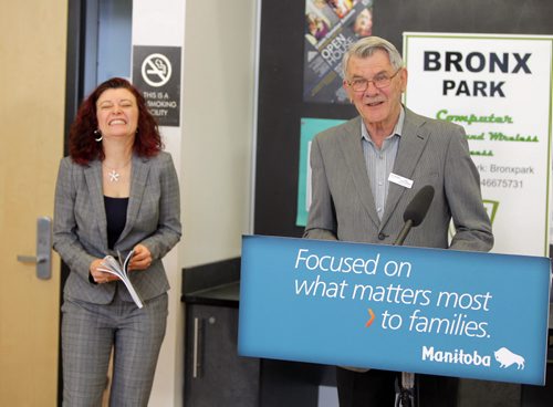 Healthy Living and Seniors Minister Sharon Blady and Dave Schellenberg, chair, Manitoba Council on Aging. Cafe, Good Neighbours Active Living Centre 720 Henderson Hwy. Official launch of the new Manitoba Seniors' Guide. BORIS MINKEVICH / WINNIPEG FREE PRESS April 7, 2014