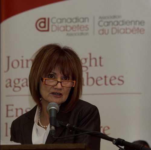 Peggy Archer spoke at an event organized by the Canadian Diabetes Association at the Manitoba Legislative Building.  The event, which took place on World Health Day was organized to introduce the Diabetes Charter for Canada.  Archers son is living with type 2 diabetes and her grandson has type 1 diabetes and is a National Advocacy Committee Member. EMILY CUMMING/WINNIPEG FREE PRESS APRIL 7, 2014