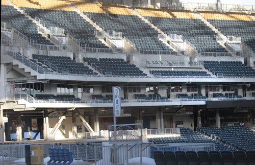 The scene at the Investors Group Field Wednesday morning.Wayne Glowacki / Winnipeg Free Press April 9   2014