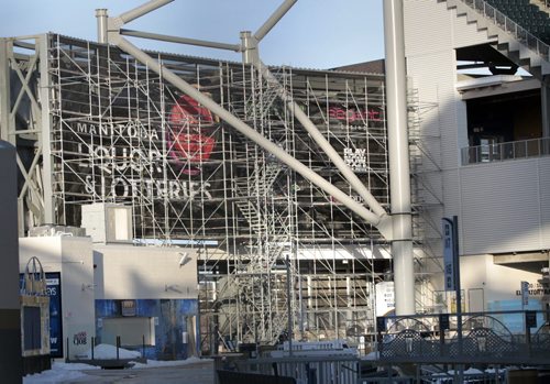 The scene at the Investors Group Field Wednesday morning.Wayne Glowacki / Winnipeg Free Press April 9   2014