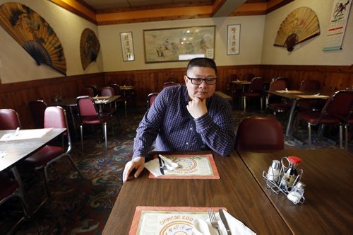 Just Has to Sit and Wait  -Foon Hai Restaurant owner  Stanley Dare has not had water in since March 3 due to frozen pipes . He is on a 3 week waithing list with the city for unthawing . April 9 2014 / KEN GIGLIOTTI / WINNIPEG FREE PRESS