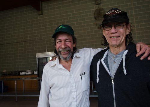 James McPhee (L) has been volunteering at the Agape Table for the past 25 years and John Thompson has been volunteering for just under two years.  Everyday Agape Table provides meals and access to healthy food to over 250 people in need.  EMILY CUMMING / WINNIPEG FREE PRESS APRIL 10, 2014