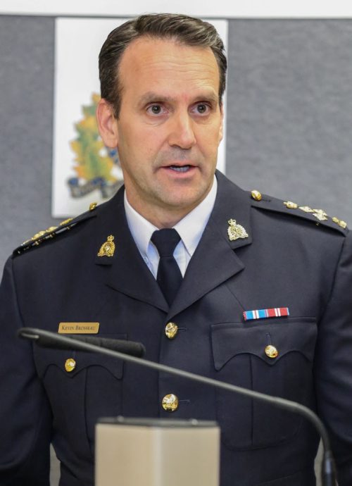 Assistant Commisioner Kevin Brosseau, commanding officer, RCMP Division "D", comments on the funding of ten new RCMP positions from the Manitoban government at the NCO mess hall,  RCMP "D" division in Winnipeg on Friday, April 11, 2014. The ten new positions will bring the provinces RCMP total to 798 positions. (Photo by Crystal Schick/Winnipeg Free Press/Winnipeg Free Press)