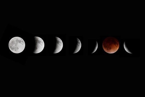 April 15, 2014 - 140415  -  An illustration showing the phases of the lunar eclipse over Winnipeg Tuesday, April 15, 2014. John Woods / Winnipeg Free Press