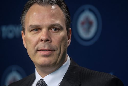 Winnipeg Jets' General Manager Kevin Cheveldayoff speaks to the media during the year-end press conference at MTS Centre Wednesday morning. 140416 - Wednesday, April 16, 2014 -  (MIKE DEAL / WINNIPEG FREE PRESS)