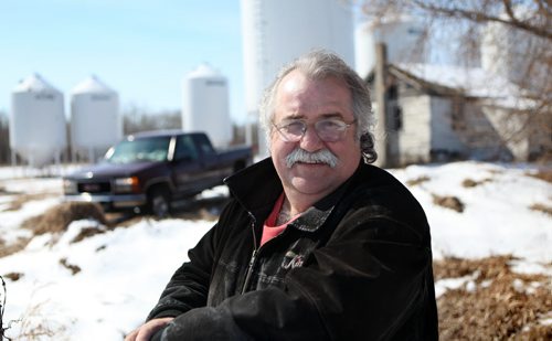 Reynald Gauthier of St. Claude Manitoba has driven his 1997 GMC pickup truck for 1.5 million kms trying to promote his millet crop and hopes to drive it a few thousand more.   See Bill Redekop story.  April 16, 2014 Ruth Bonneville / Winnipeg Free Press