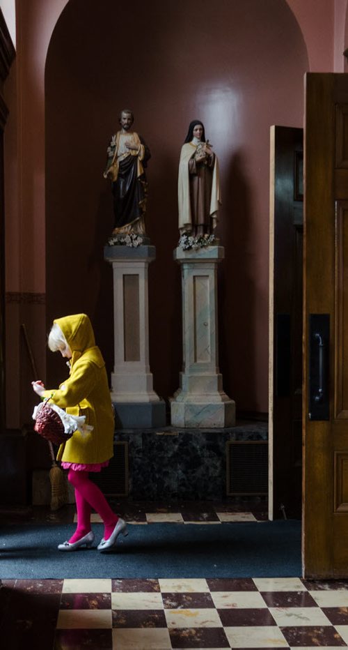 A young girl leaves Sts. Vladimir & Olga Metropolitan Cathedral after having her Easter basket blessed during the Blessing of Easter Paska service. EMILY CUMMING / WINNIPEG FREE PRESS APRIL 19, 2014